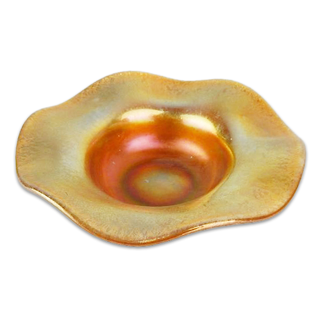 Durand Iridescent gold candy dish c. 1912-1924. Measures 6 - Image 4