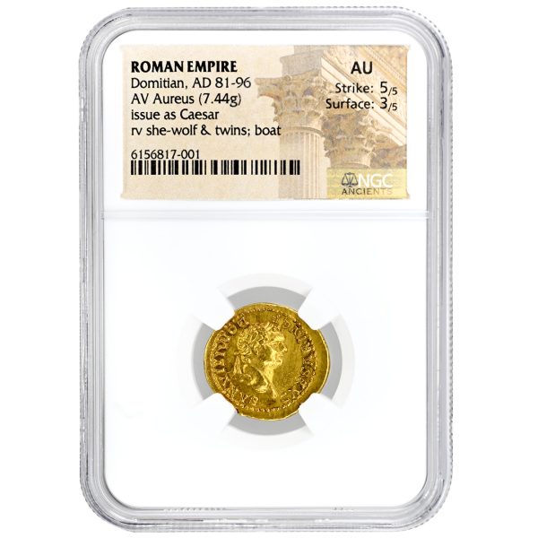 Roman Empire AV Aureus Domitian AD 81–96 NGC AU