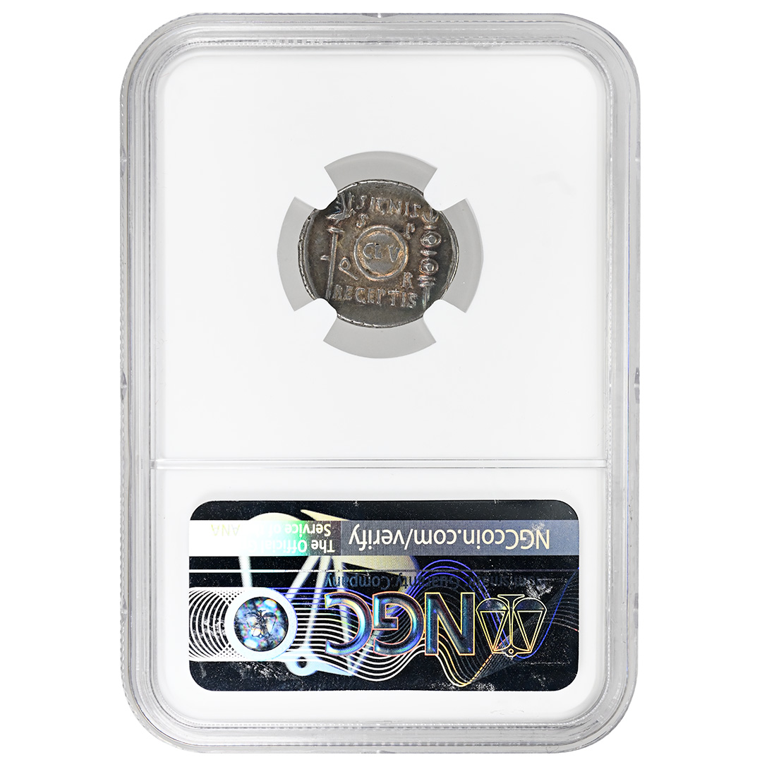 Roman Empire AR Denarius Augustus 27 BC-AD 14 NGC Ch XF