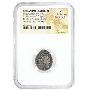Roman Imperatorial AR Denarius Julius Caesar 44 BC NGC VF