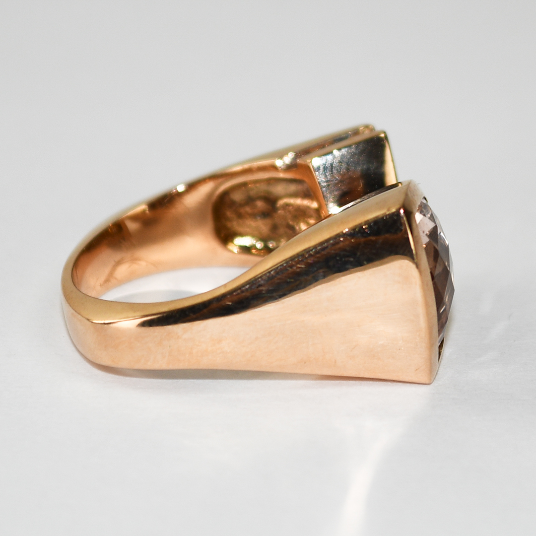 14K Rose Gold Morganite & Diamond Ring 12.5g - Image 3
