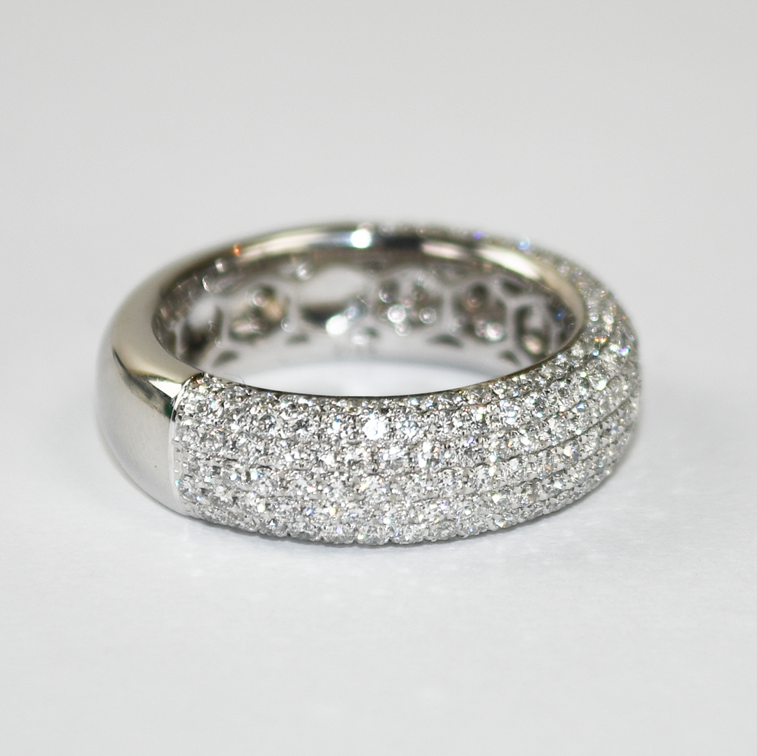 18K White Gold Custom Diamond Pave Band Ring 1.48ct - Image 2