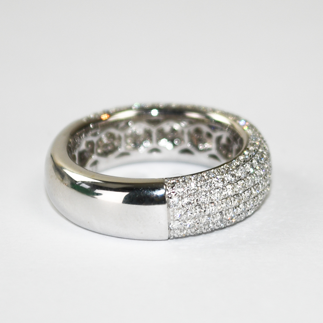 18K White Gold Custom Diamond Pave Band Ring 1.48ct - Image 3