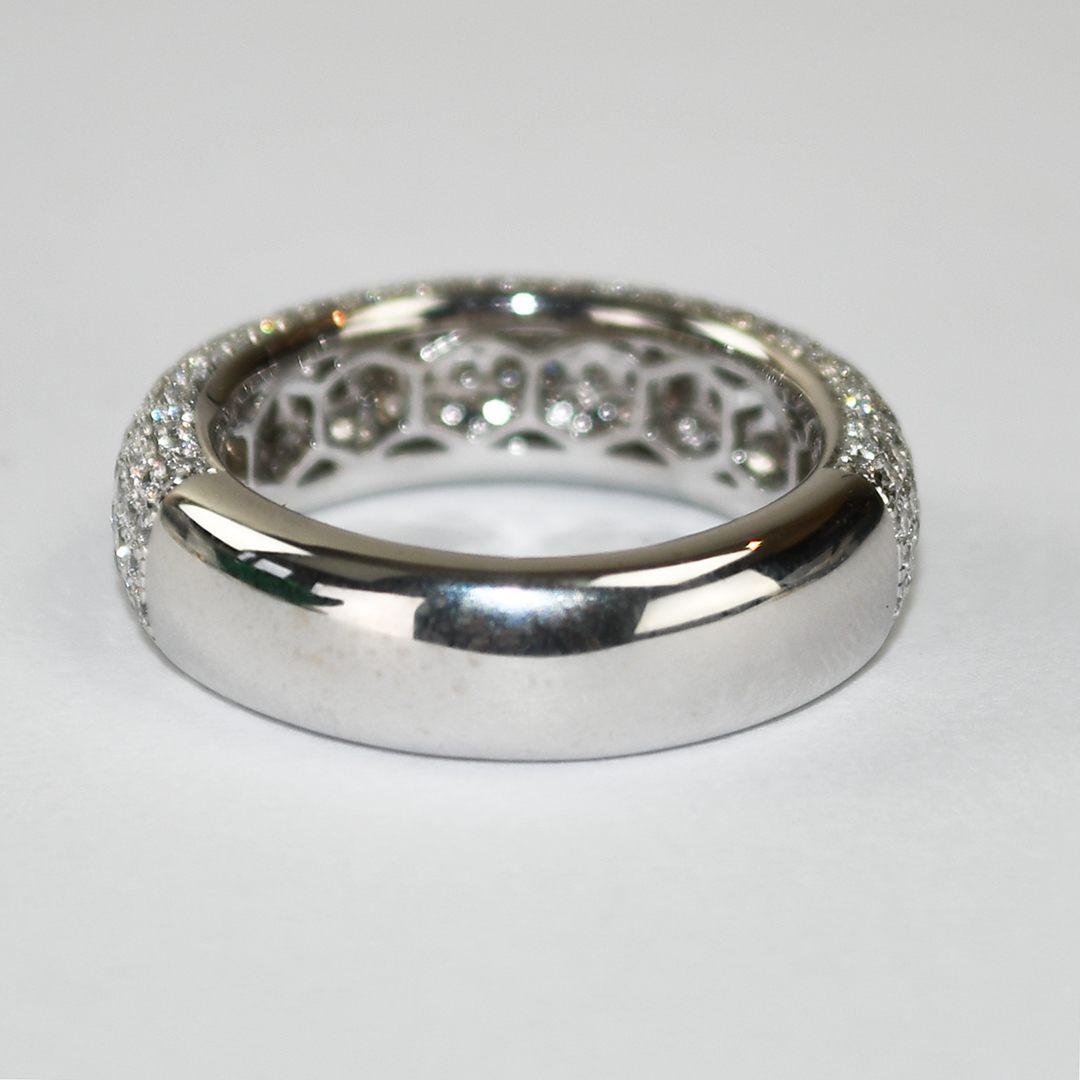 18K White Gold Custom Diamond Pave Band Ring 1.48ct - Image 4