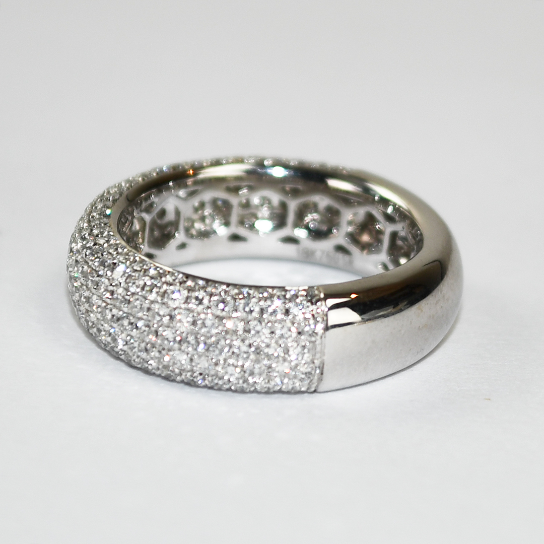 18K White Gold Custom Diamond Pave Band Ring 1.48ct - Image 5