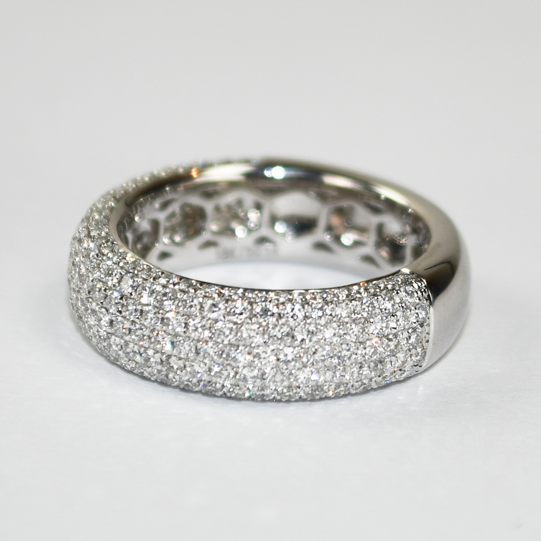 18K White Gold Custom Diamond Pave Band Ring 1.48ct - Image 6