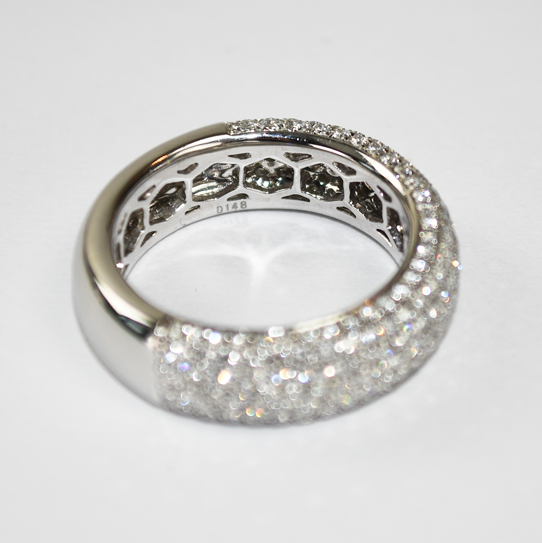 18K White Gold Custom Diamond Pave Band Ring 1.48ct - Image 7
