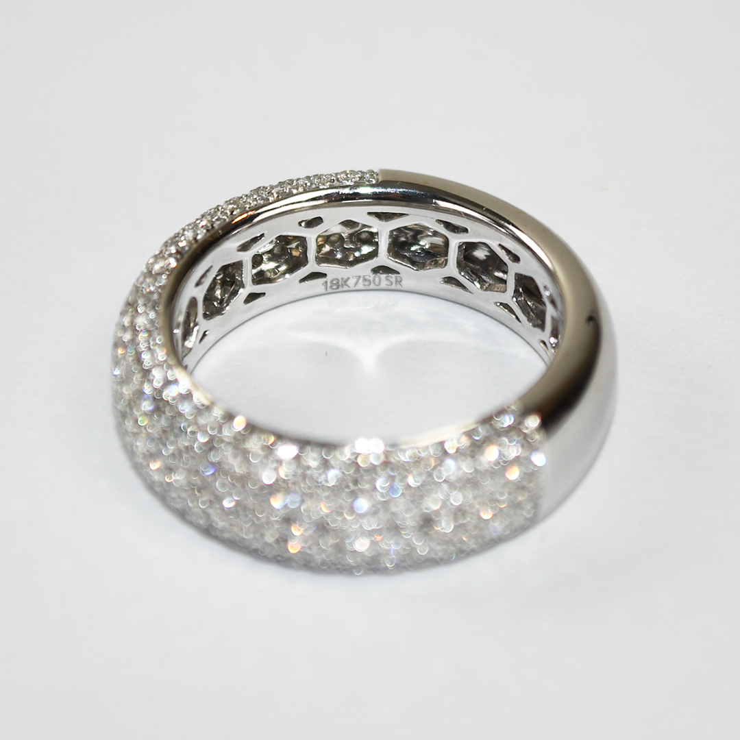 18K White Gold Custom Diamond Pave Band Ring 1.48ct - Image 8