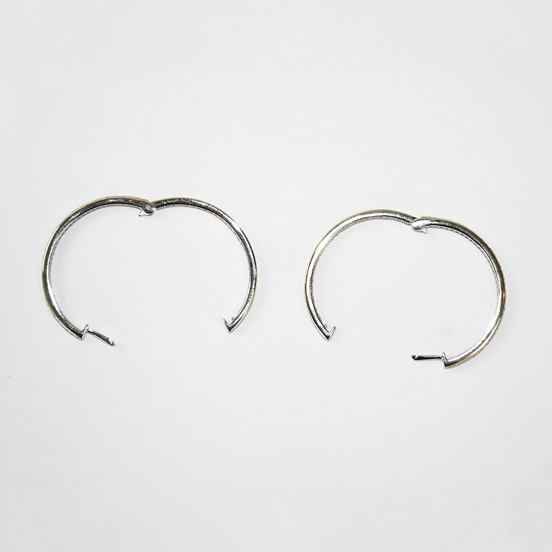 18K White Gold Diamond Hoop Earrings 1.00ct - Image 2