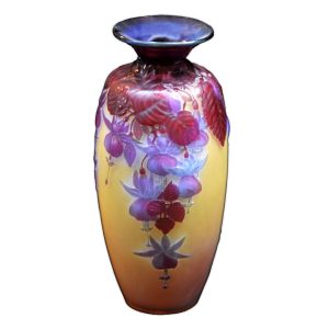 Emile Galle Blown Glass Fuchsia Flowers Vase