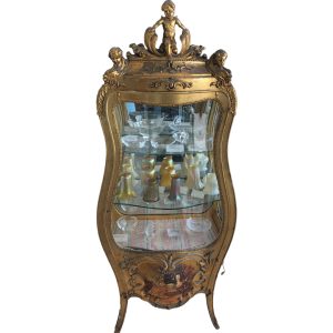 French Style 19th Century Gilt Wood Vitrine Cabinet