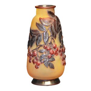 Galle Vase Blow-Out Overlay Glass Cherry Vase
