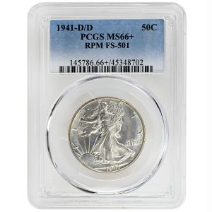 1941-D/D 50C Walking Liberty Half Dollar PCGS MS66+