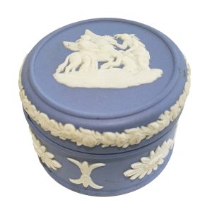 Wedgwood Blue Jasperware Circular Pegasus Trinket Box