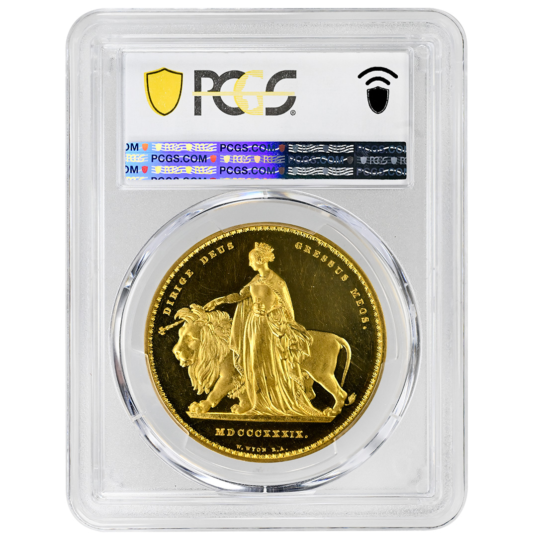 1839 5 Sovereign, Una and the Lion PCGS PR63DCAM Victoria