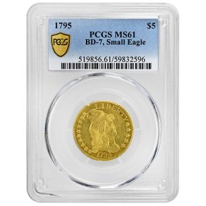 1795 $5 Draped Bust Rare Coin PCGS MS61 Small Eagle
