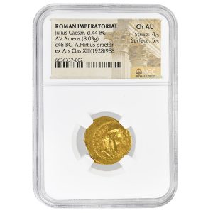 Roman Imperatorial AV Aureus Julius Caesar d.44 BC NGC CH AU