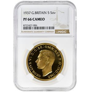 1937 5 Sovereign NGC PF66 CAMEO