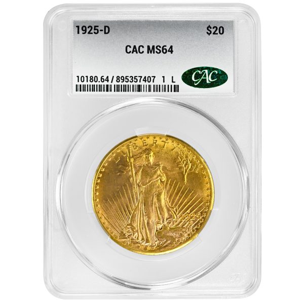 1925-D $20 St. Gaudens CAC MS64