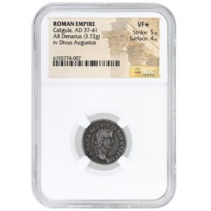 Roman Empire Caligula AR Denarius NGC VF* AD 37 to 41 3.72g Ancient 