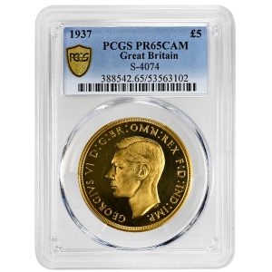 1937 5 Sovereign PCGS PR65CAM George VI