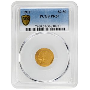 1911 $2.50 Indian Rare Coin PCGS PR67
