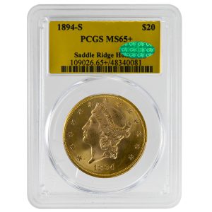 1894-S $20 Liberty Head Rare Coin PCGS MS65+ CAC
