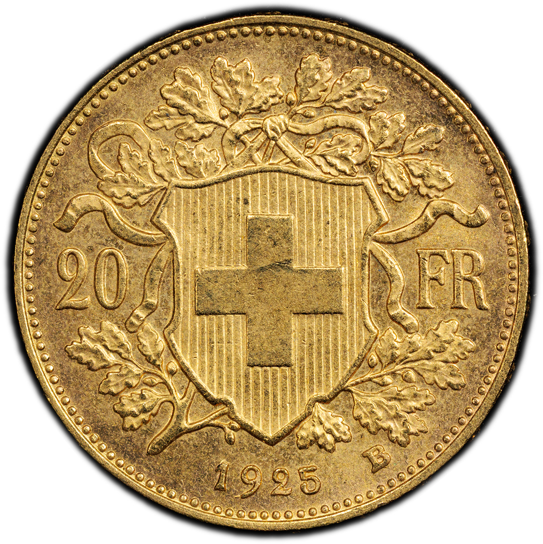 1925 B 20 Francs PCGS MS65