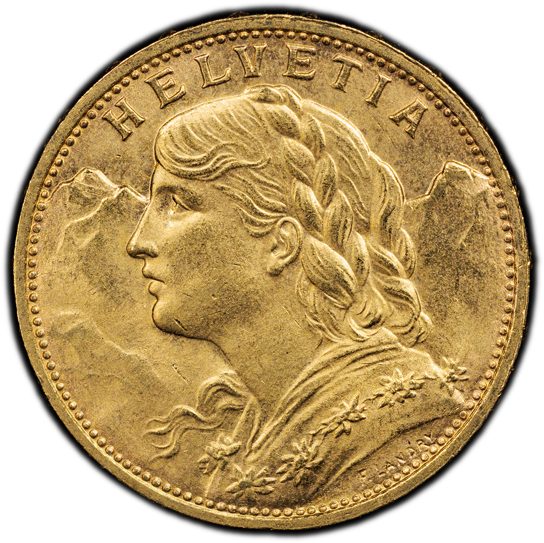 1925 B 20 Francs PCGS MS65