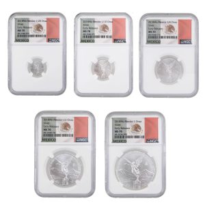 Lot of 5- 2018-Mo Mexico Silver Onza NGC MS70 Early Release Set- 1.90 ozt NGC MS70