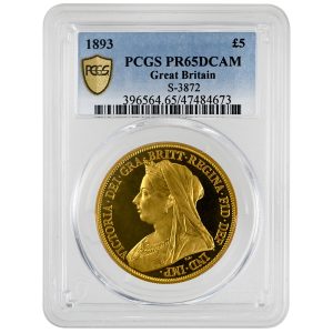1893 5 Sovereign GREAT BRITAIN Victoria PCGS PR65DCAM