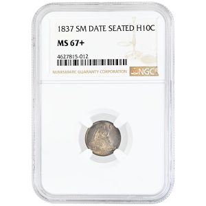 1837 H10C Seated Liberty Half Dime No Stars Small Date NGC MS67+ Rare coin