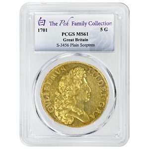 1701 5 G William III PCGS MS61