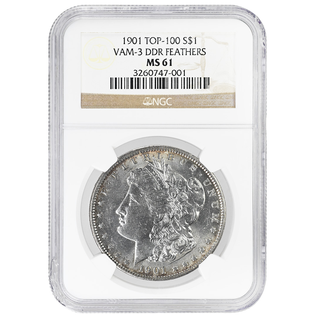 1901 $1 Morgan Dollar Doubled Die Reverse NGC MS61 Rare Coin