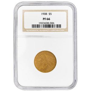 1908 $5 Indian Rare Coin NGC PF66