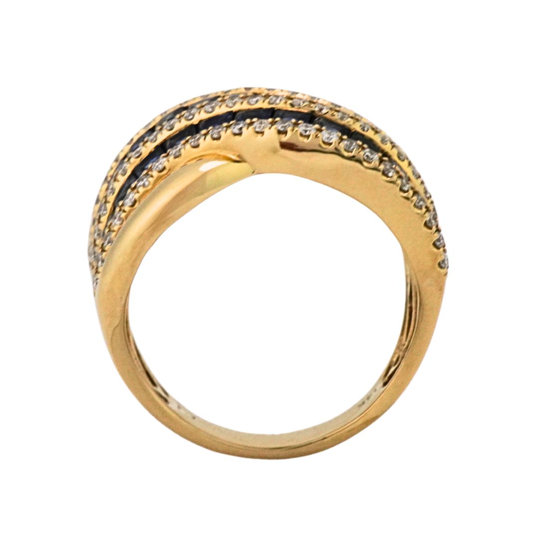 14K Yellow Gold Custom Sapphire and Diamond Cocktail Ring