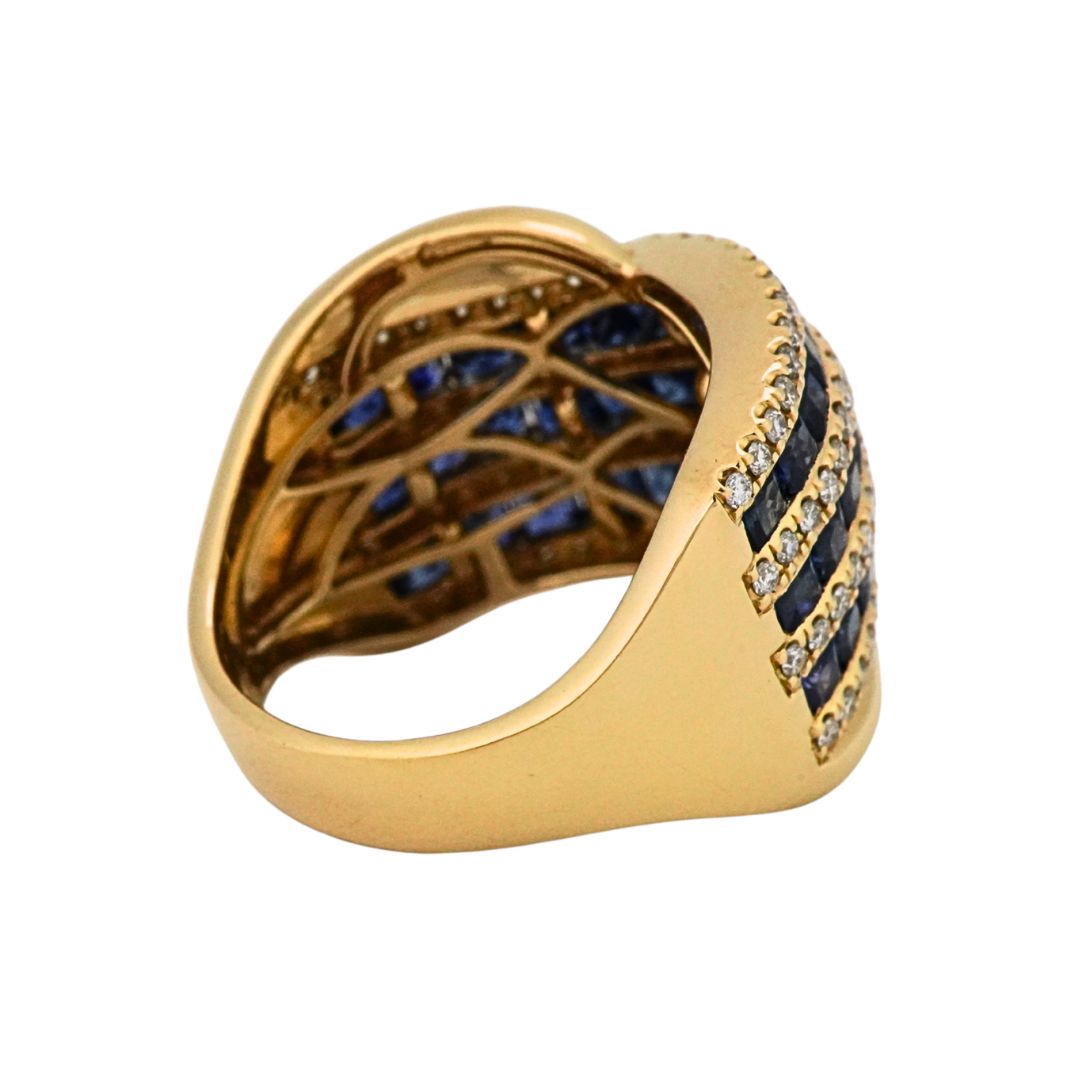 14K Yellow Gold Custom Sapphire and Diamond Cocktail Ring