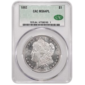 1892 $1 Morgan Dollar Rare Coin CAC MS64PL