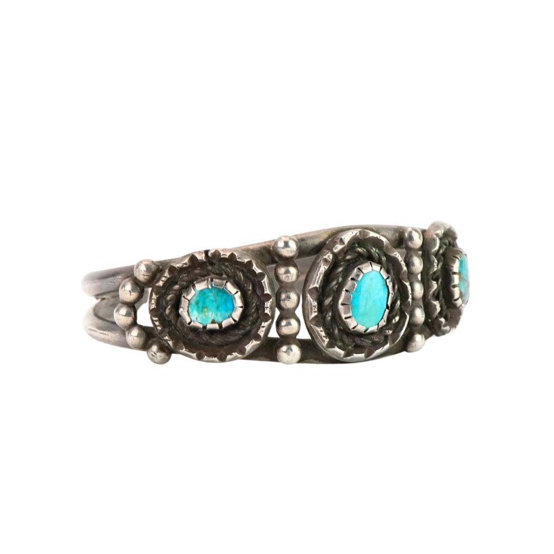 Antique Sterling Silver Turquoise Cuff Bracelet 1.275 ozt