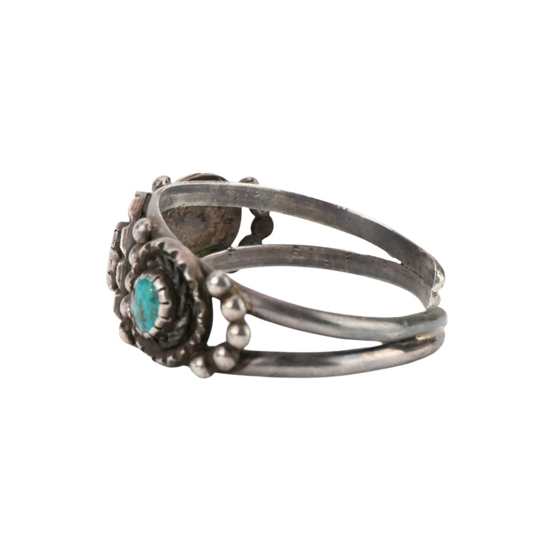 Antique Sterling Silver Turquoise Cuff Bracelet 1.275 ozt