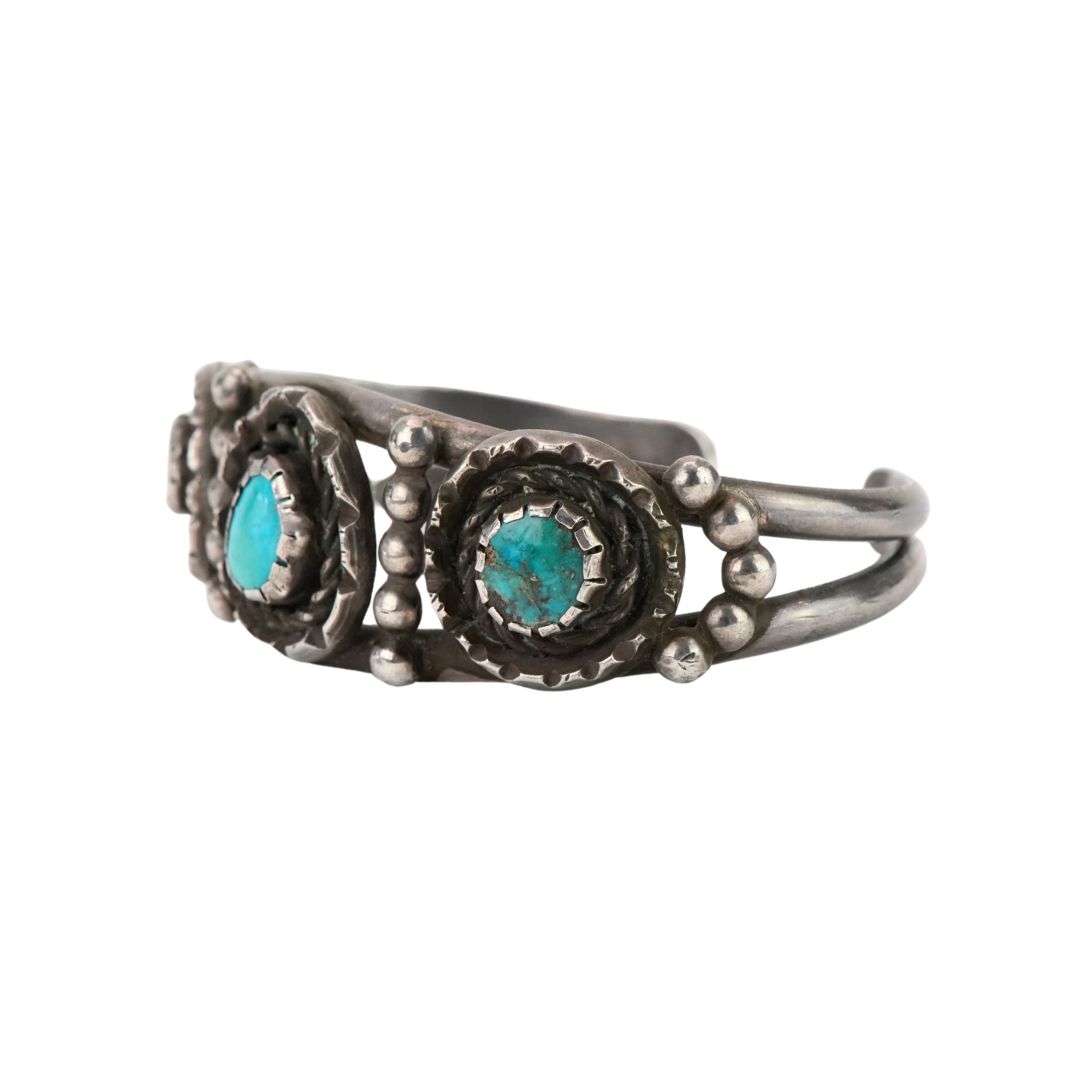Antique Sterling Silver Turquoise Cuff Bracelet 1.275 ozt