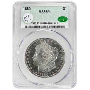 1880 $1 Morgan Dollar Rare Coin CAC MS65PL