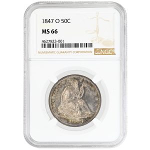 1847-O 50C Liberty Seated Half Dollar Rare Coin NGC MS66