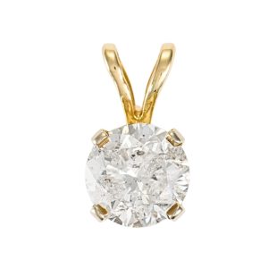 14K Yellow Gold Diamond Solitaire Pendant