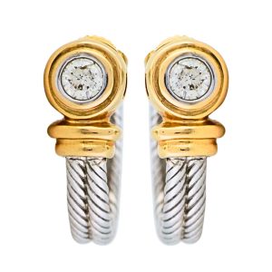 14K Yellow and White Gold Diamond Earrings