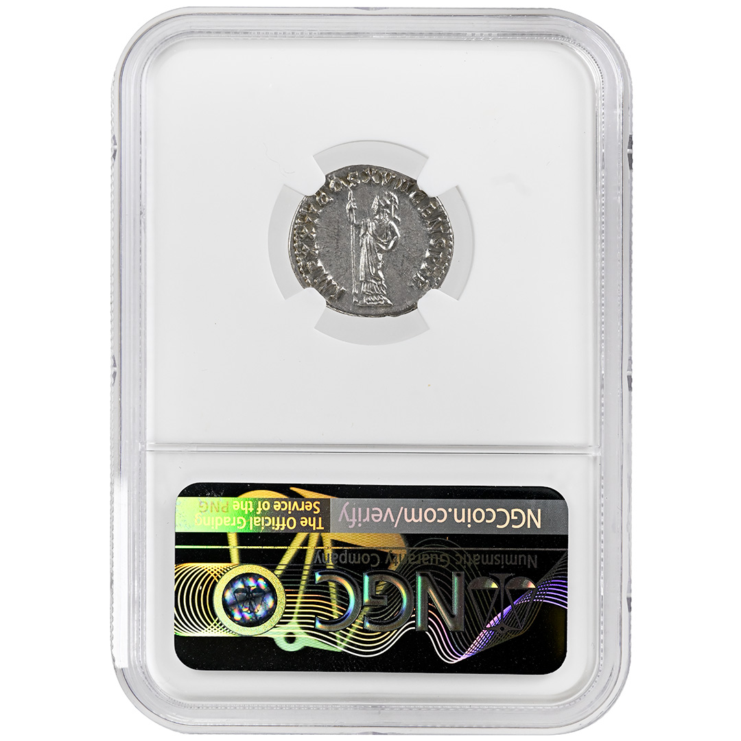 Domitian AD 81-96 AR Denarius Twelve Caesars NGC Strike 5/5 Surface 4/5 Rare Roman Imperial