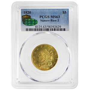 1820 $5 Capped Bust Rare Coin PCGS MS63 CAC