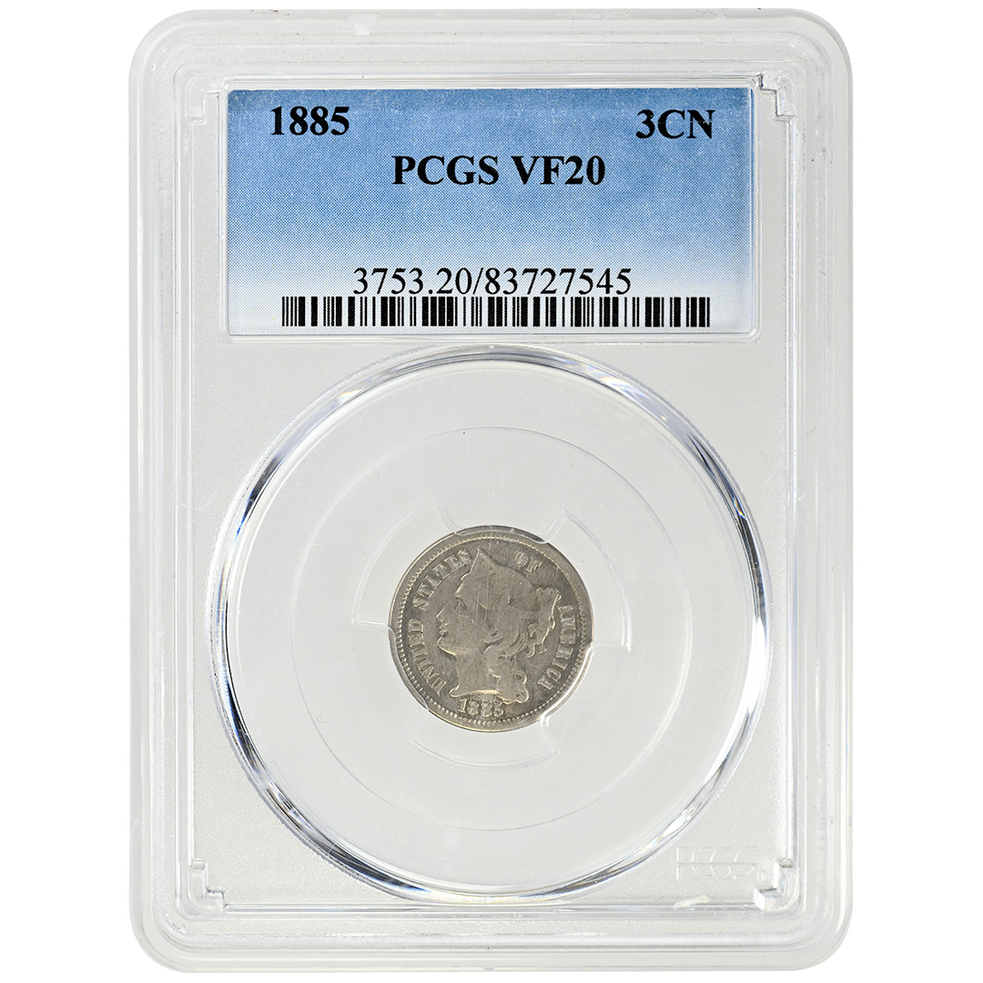 1885 3CN Three Cent Nickel Rare Coin PCGS VF20