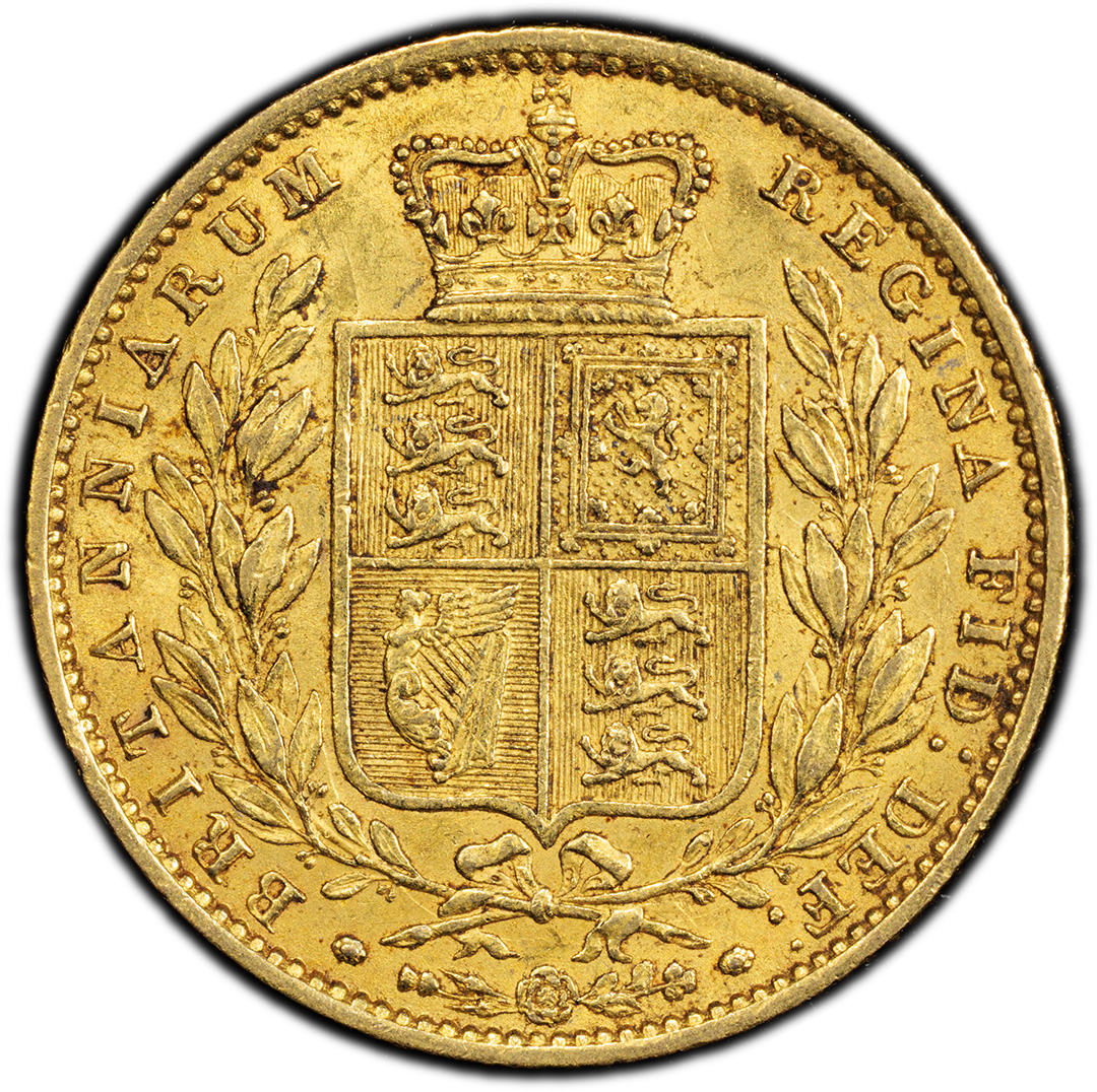 1855 Great Britain Gold Sovereign Victoria WW Incuse PCGS AU53