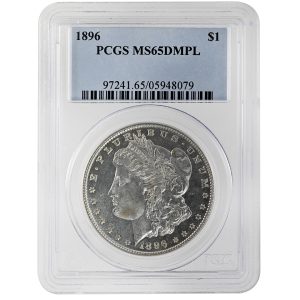 1896 $1 Morgan Dollar Rare Coin PCGS MS65DMPL
